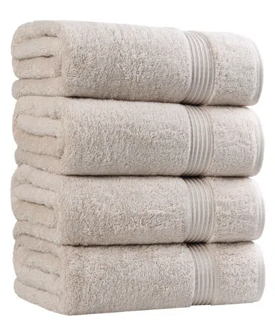 Superior Solid Quick Drying 100% Egyptian Cotton 4-pc Bath Towel Set In Gray