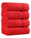 Superior Solid Quick Drying 100% Egyptian Cotton 4-pc Bath Towel Set In Red