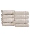 Superior Solid Quick Drying 100% Egyptian Cotton 8-pc Hand Towel Set In Neutral