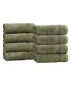 Superior Solid Quick Drying 100% Egyptian Cotton 8-pc Hand Towel Set In Green