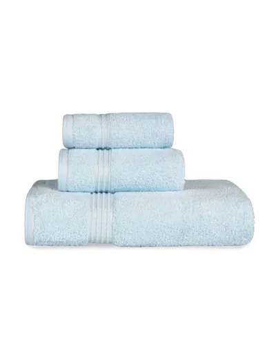 Superior Solid Quick Drying Absorbent 3 Piece Egyptian Cotton Assorted Towel Set In Light Blue