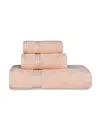 Superior Solid Quick Drying Absorbent 3 Piece Egyptian Cotton Assorted Towel Set In Peach