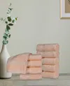 Superior Solid Quick Drying Absorbent 10 Piece Egyptian Cotton Face Towel Set In Peach