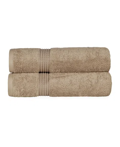 Superior Solid Quick Drying Absorbent 2 Piece Egyptian Cotton Bath Sheet Towel Set Bedding In Taupe