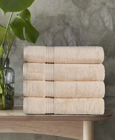 Superior Solid Quick Drying Absorbent 4 Piece Egyptian Cotton Bath Towel Set In Ivory