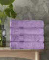 Superior Solid Quick Drying Absorbent 4 Piece Egyptian Cotton Bath Towel Set In Royal Purp