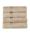 Superior Solid Quick Drying Absorbent 4 Piece Egyptian Cotton Bath Towel Set Bedding In Taupe