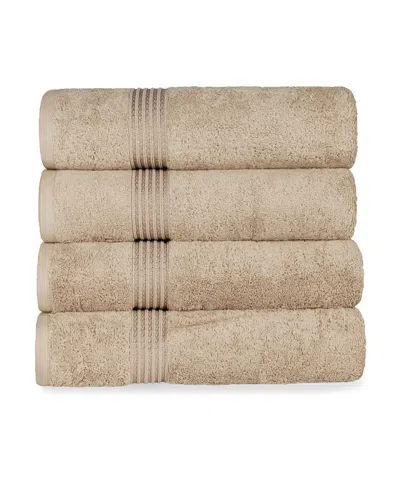 Superior Solid Quick Drying Absorbent 4 Piece Egyptian Cotton Bath Towel Set Bedding In Taupe