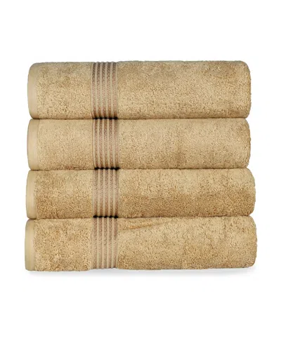 Superior Solid Quick Drying Absorbent 4 Piece Egyptian Cotton Bath Towel Set Bedding In Toast