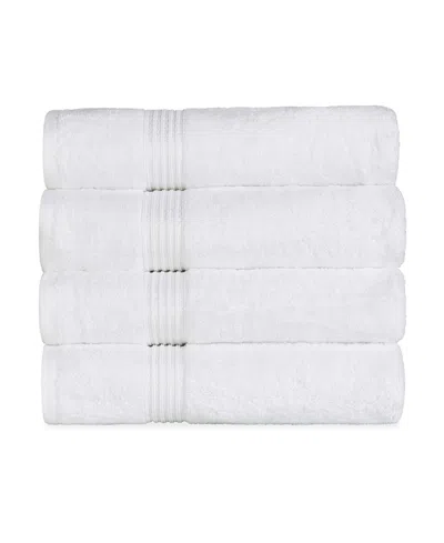 Superior Solid Quick Drying Absorbent 4 Piece Egyptian Cotton Bath Towel Set Bedding In White