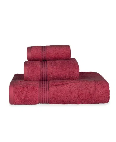 Superior Solid Quick Drying Egyptian Cotton 6 Piece Bath Towel Set In Burgandy