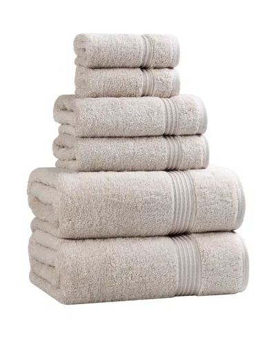 Superior Solid Quick Drying Egyptian Cotton 6 Piece Bath Towel Set In Gray