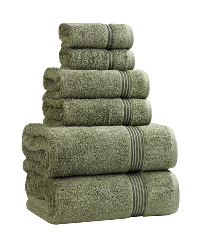 Superior Solid Quick Drying Egyptian Cotton 6 Piece Bath Towel Set In Green