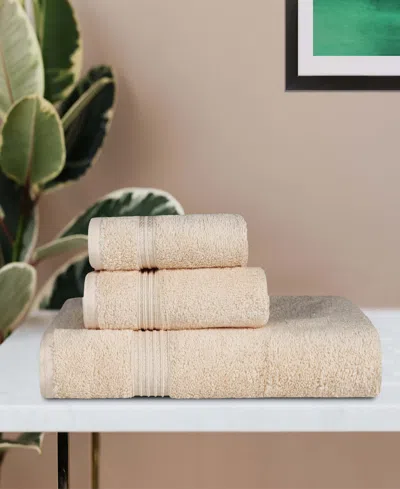 Superior Solid Quick Drying Absorbent 6 Piece Egyptian Cotton Assorted Towel Set In Ivory