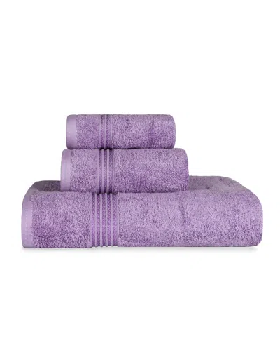 Superior Solid Quick Drying Egyptian Cotton 6 Piece Bath Towel Set In Royal Purple