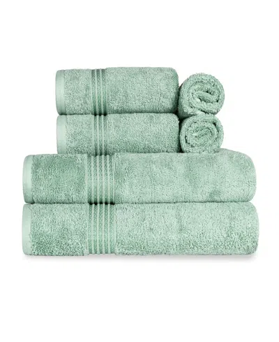 Superior Solid Quick Drying Absorbent 6 Piece Egyptian Cotton Assorted Towel Set Bedding In Sage