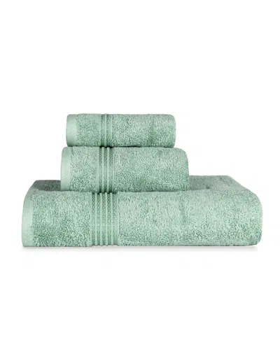 Superior Solid Quick Drying Absorbent 3 Piece Egyptian Cotton Assorted Towel Set Bedding In Sage