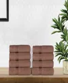 Superior Solid Quick Drying Absorbent 8 Piece Egyptian Cotton Hand Towel Set In Mocha