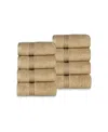 Superior Solid Quick Drying Absorbent 8 Piece Egyptian Cotton Hand Towel Set Bedding In Toast