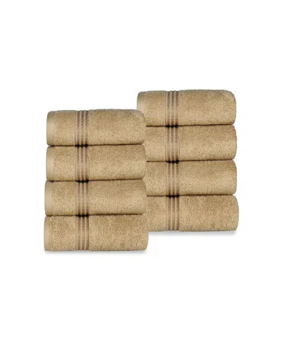 Superior Solid Quick Drying Absorbent 8 Piece Egyptian Cotton Hand Towel Set Bedding In Toast