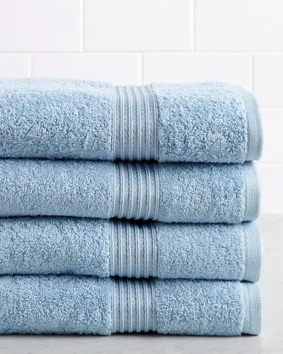 Superior Solid Soft 4pc Absorbent Bath Egyptian Cotton Towel Set In Blue