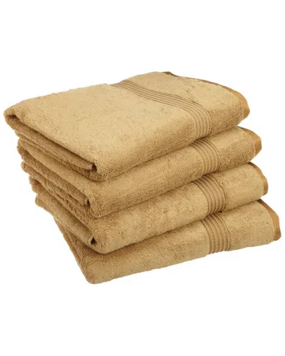 Superior Solid Soft 4pc Absorbent Bath Egyptian Cotton Towel Set In Brown