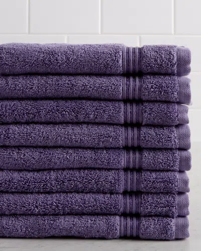 Superior Solid Soft 8pc Absorbent Hand Egyptian Cotton Towel Set In Purple