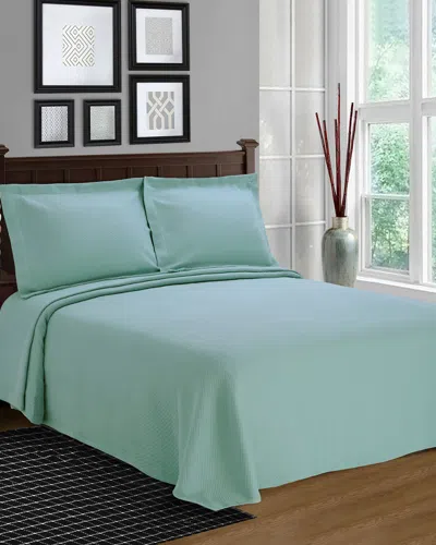 Superior Solitaire Matelasse King Cotton Bedspread In Green