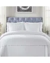 Superior Spring Blooms Cotton Two-line Embroidered 3pc Duvet Cover Set In White