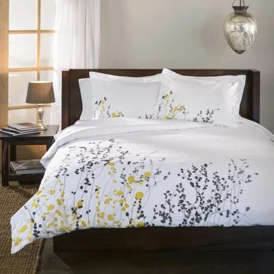 Superior Spring Embroidered Duvet Cover Set In White