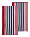 Superior Striped Oversized 2pc Beach Cotton Towel Set In Multi