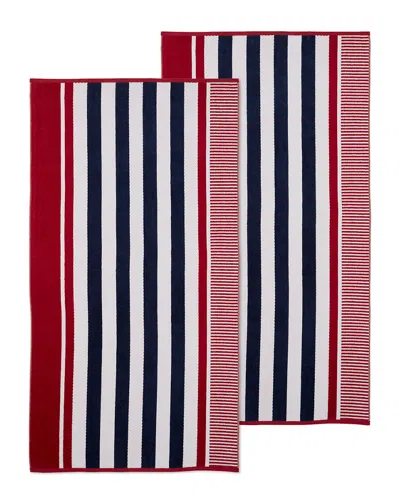 Superior Striped Oversized 2pc Beach Cotton Towel Set In Multi