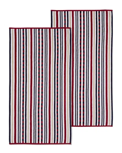 Superior Striped Oversized 2pc Beach Cotton Towel Set In Multi