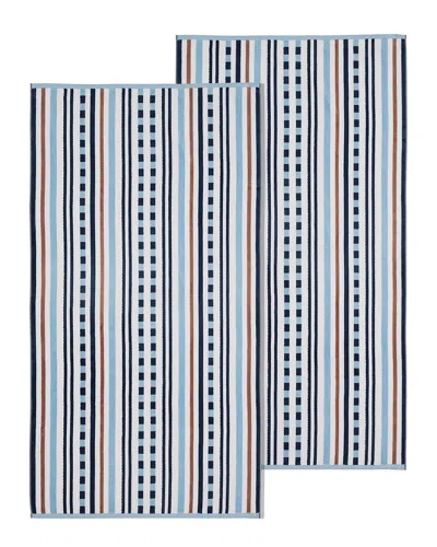 Superior Striped Oversized 2pc Beach Cotton Towel Set In Animal Print