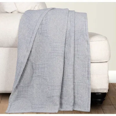 Superior Tanta Cotton Medium Weight Textured Modern Circles Woven Coverlet In Denim Blue