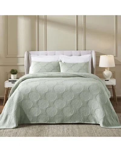 Superior Tanta Medium Weight Crinkle Woven Coverlet In Green