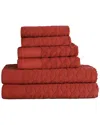 Superior Turkish Cotton 6pc Highly Absorbent Jacquard Herringbone Towel Set In Maroon