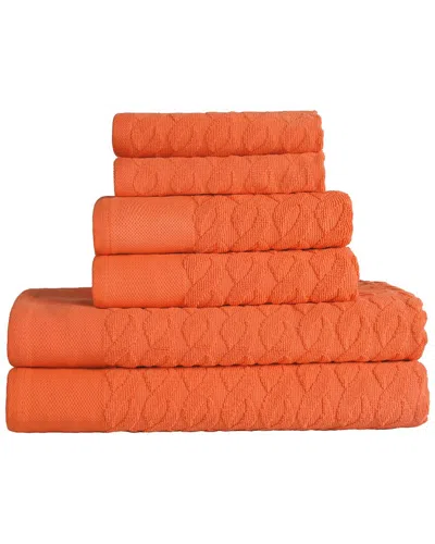 Superior Turkish Cotton 6pc Highly Absorbent Jacquard Herringbone Towel Set In Yellow