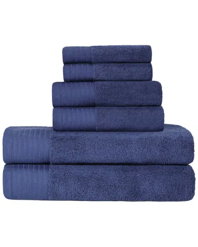 Superior Turkish Cotton 6pc Highly Absorbent Solid Towel Set In Blue