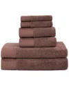 Superior Turkish Cotton 6pc Highly Absorbent Solid Towel Set In Chocolate