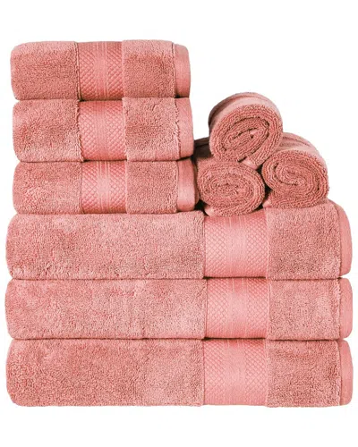 Superior Turkish Cotton Highly Absorbent Solid 9pc Ultra-plush Towel Set In Coral