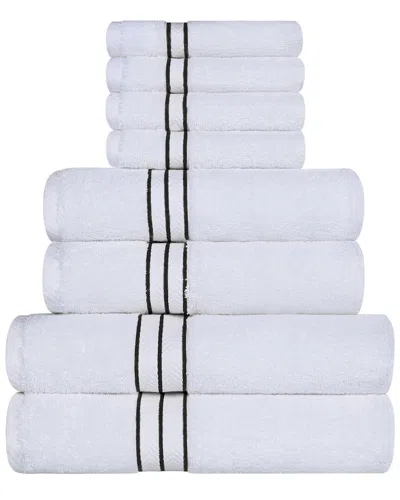 Superior Turkish Highly Absorbent Hotel Collection 8pc Towel Set In Black