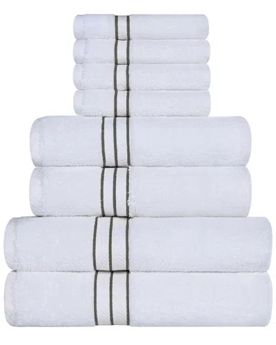 Superior Turkish Highly Absorbent Hotel Collection 8pc Turkish Cotton Towel Set In Charcoal