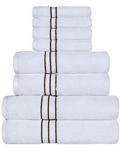 Superior Turkish Highly Absorbent Hotel Collection 8pc Turkish Cotton Towel Set In White