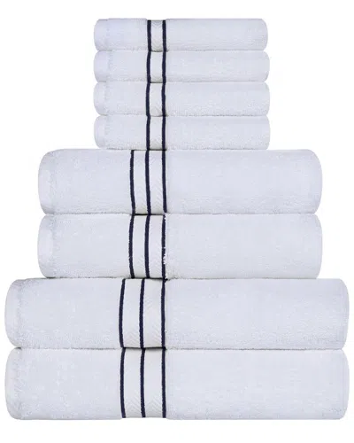 Superior Turkish Highly Absorbent Hotel Collection 8pc Towel Set In Navy