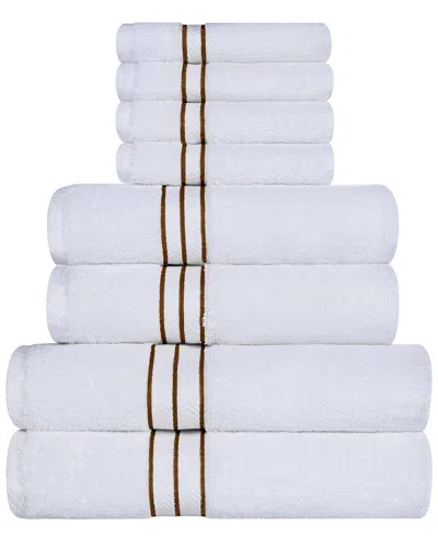 Superior Turkish Highly Absorbent Hotel Collection 8pc Turkish Cotton Towel Set In White