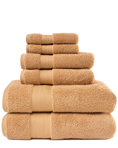 Superior Turkish Highly Absorbent Solid 6pc Ultra-plush Turkish Cotton Towel Set In Hazelnut