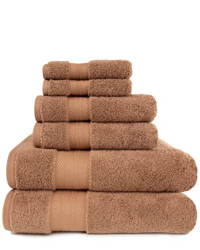 Superior Turkish Highly Absorbent Solid 6pc Ultra-plush Turkish Cotton Towel Set In Brown
