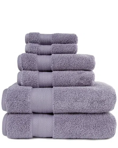 Superior Turkish Highly Absorbent Solid 6pc Ultra-plush Turkish In Purple