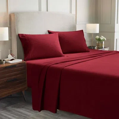 Superior Turpin Solid Standard 100% Cotton Flannel Sheet Set In Burgundy